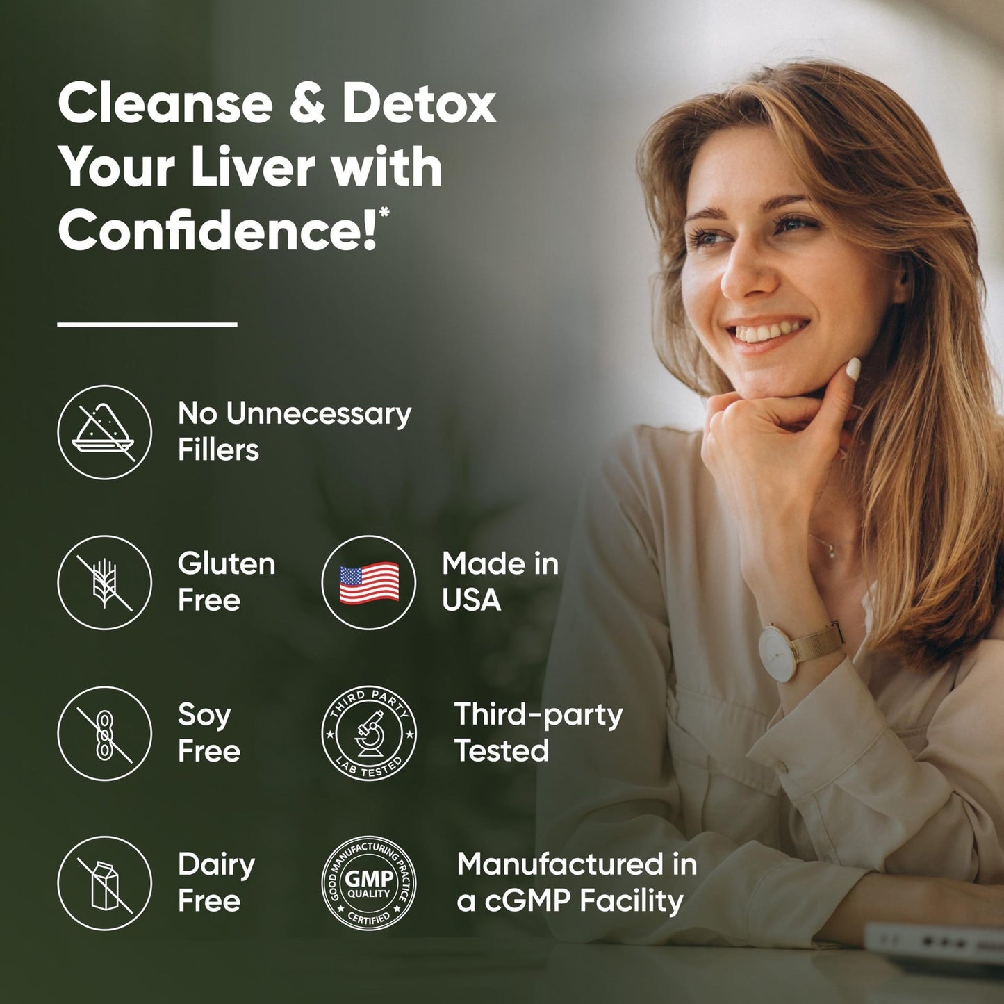 Liver Cleanse & Detox Supports 11 IngredientBlend Milk Thistle, Dandelion, Turmeric, GingerExtract, Beet, Zinc, Vitamin E, Selenium, GrapeSeed. liver detox vitamin liver