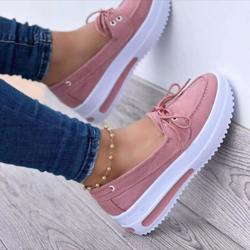 Foreign Trade Plus Size Women's Shoes Spring Amazon Solid Color Front Lace-up Loafers One-step Women's Shoes Manufacturers In Stock Generation Hair