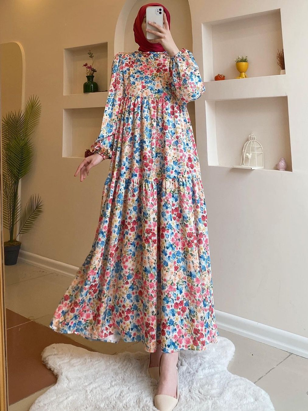 DD0191 Middle East Cross-border Women's Clothing 2023 New Printed Muslim Dubai Gown Dress