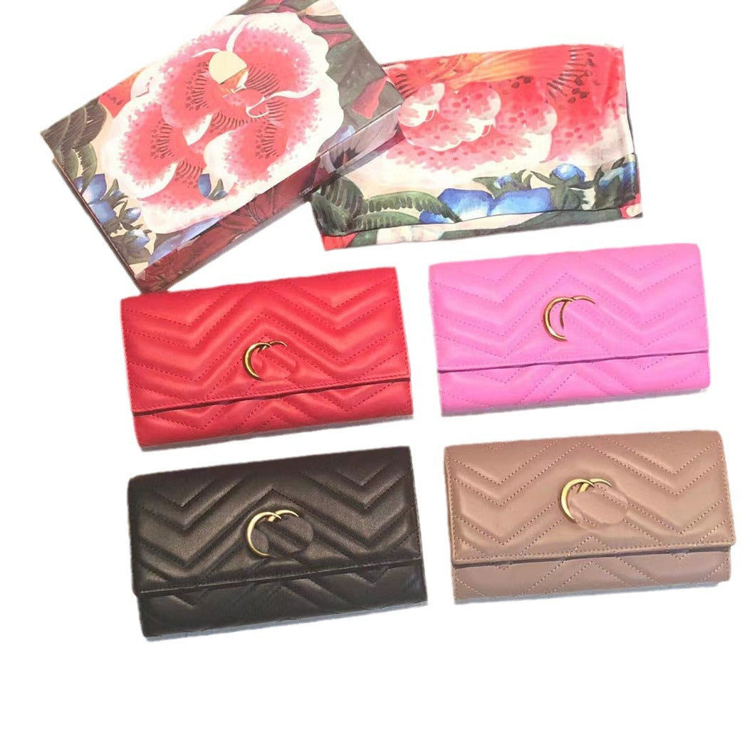 Short Soft Zipper Solid Color Women's Wallet Marmont Series Long Wallet