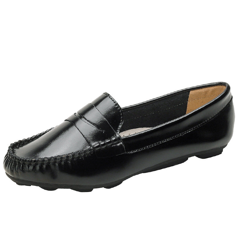 Flat Bean Shoes Women's Comfortable Pregnant Women 2023 Spring And Summer New Autumn And Winter Beef Tendon Soft Bottom Lazy Moms Shoes Slip-on