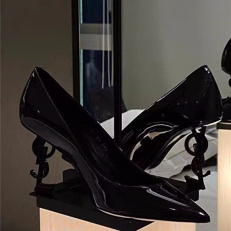 Cross-border Europe And The United States Solid Color High Heels Women's 2024 New Letter With Pointed Sexy Model Plus Size Beautiful High Heels