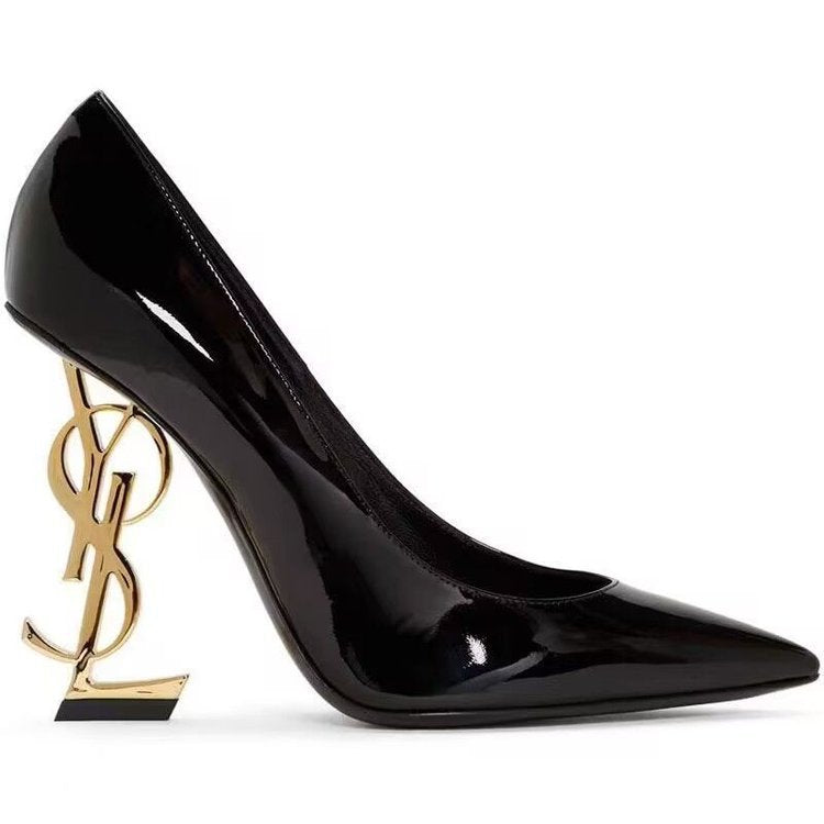 Cross-border Europe And The United States Solid Color High Heels Women's 2024 New Letter With Pointed Sexy Model Plus Size Beautiful High Heels