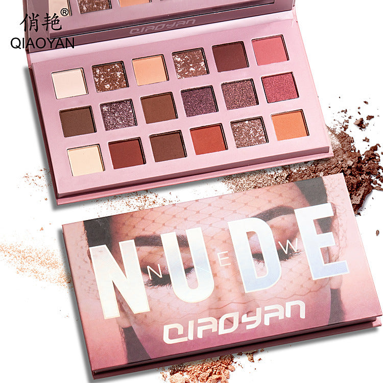 Qiao Yan Rose Desert 18 Color Eyeshadow Plate Makeup Pearlescent Matte Earth Color Eyeshadow Simplified Edition 1965