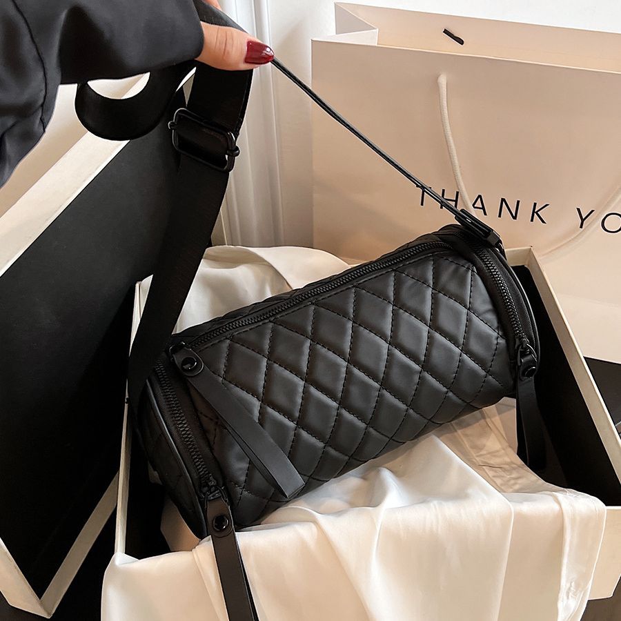 Rhomboid Cylinder Bag Women&#039;s Crossbody Bag Pillow Bag Oxford Cloth Nylon Cloth 2023 New Bucket Bag Checkerboard Popular Style