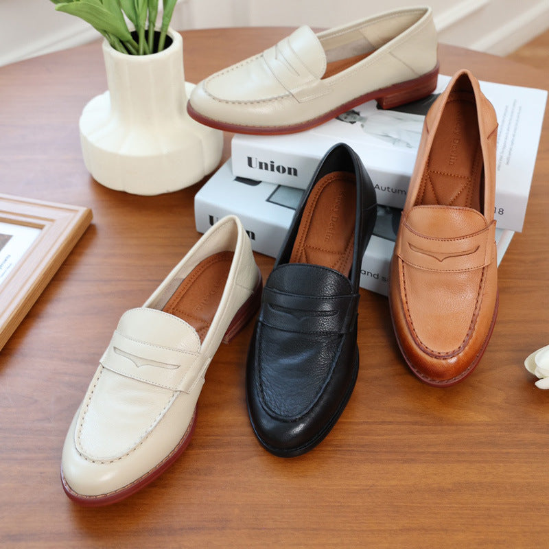 Walking Not Tired Factory Shoes Super Comfortable Two-Wear Loafers Women&#039;s One-Step Low Heel Retro British Style