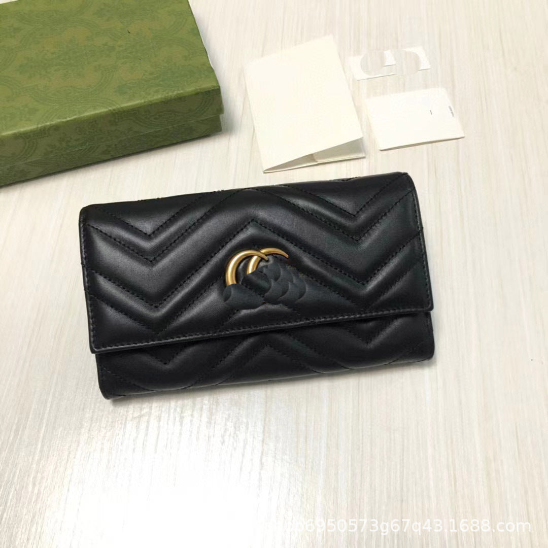 Short Soft Zipper Solid Color Women&#039;s Wallet Marmont Series Long Wallet