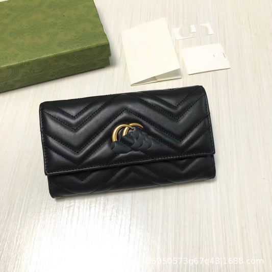 Short Soft Zipper Solid Color Women&#039;s Wallet Marmont Series Long Wallet