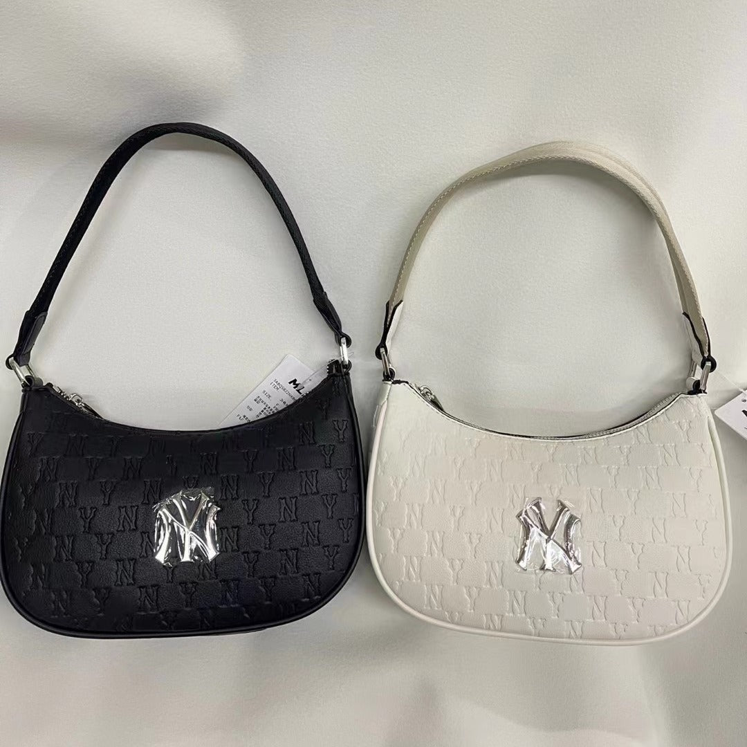 South Korea MLB Bag Embossed Underarm Bag Denim Presbyopic Embossed Embroidered Portable Shoulder Bag Fashion All-match Fashion