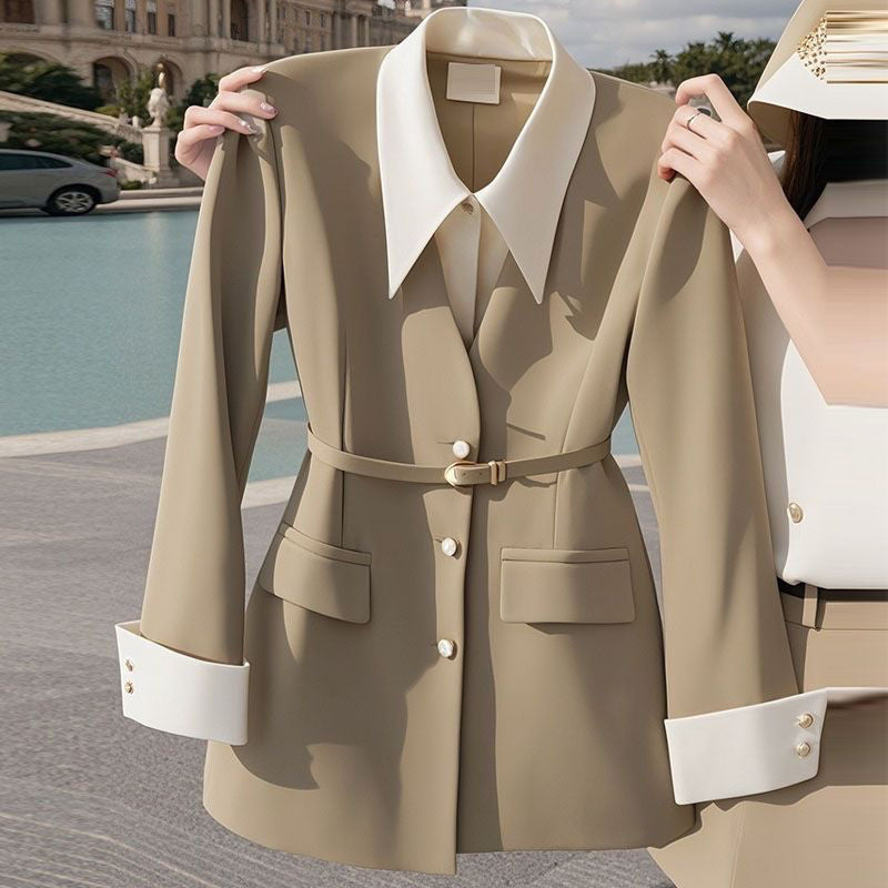 2024 Early Autumn Chanel Black Fake Two-piece Suit Jacket Women&#039;s Niche Design Korean Waist Small Suit