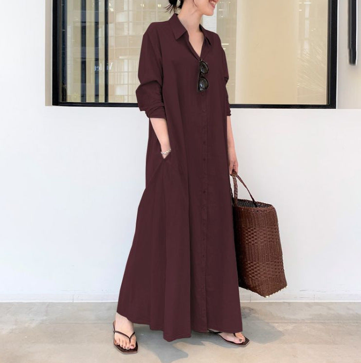 Large Size Women&#039;s New Muslim Spring And Autumn Long Sleeve Simple Loose Casual Long Japanese And Korean Shirt Dress Wholesale
