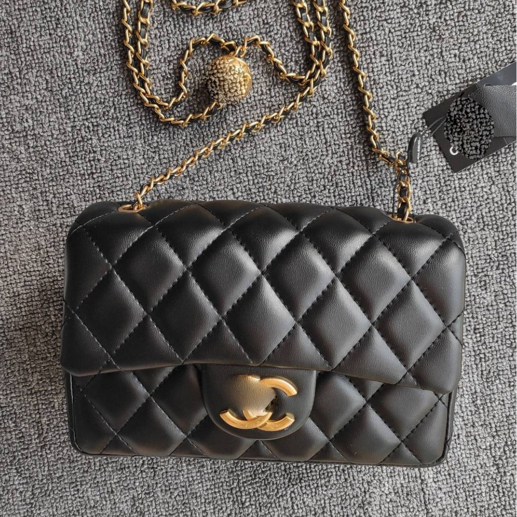 Physical Picture With LOGO Xiangjia High Version Small Gold Ball Bag New Single Shoulder Messenger Bag Diamond Pattern Chain Women&#039;s Bag