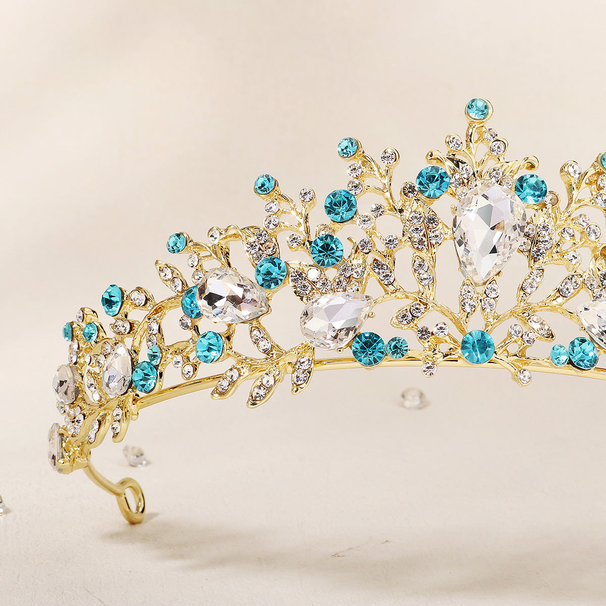 New Bride Jewelry Two-piece Crown Princess Birthday Adult Gift Hair Accessories Crystal Earrings Crown Set