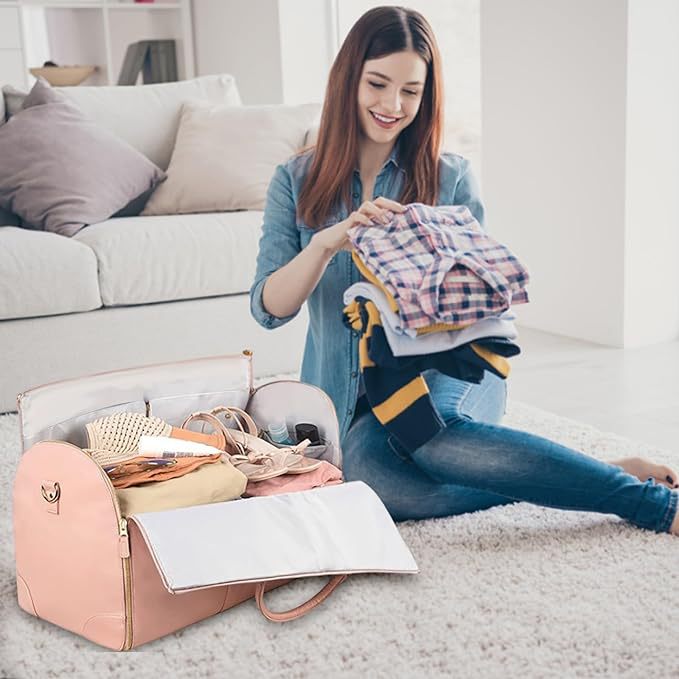 Travel Convenient Carry-on Clothing Bag Large PU Leather Duffel Bag Women&#039;s Fashion