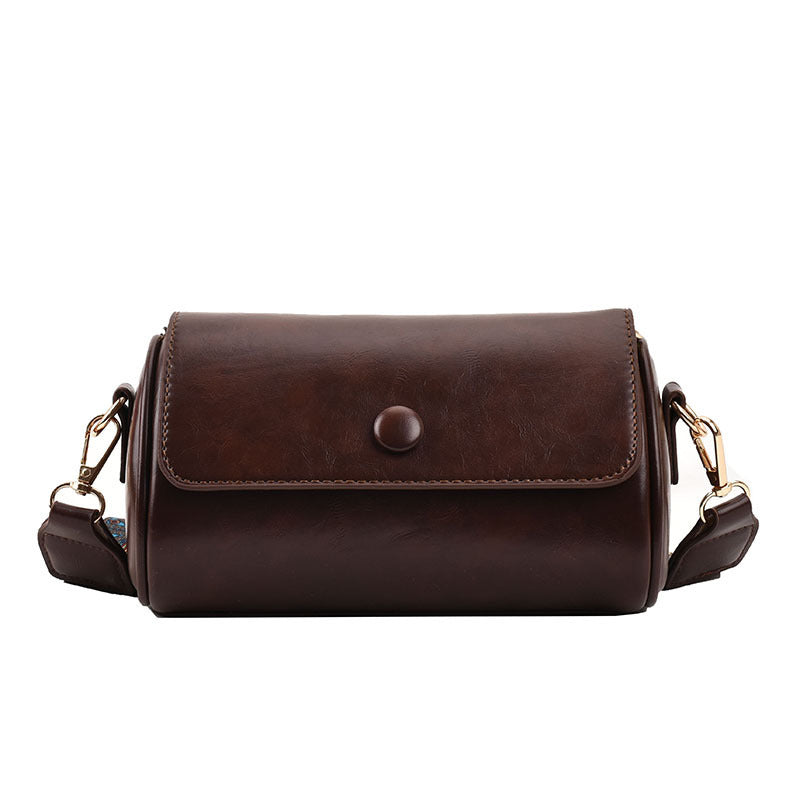 Vintage Niche Women&#039;s Small Bag 2023 Trendy Spring Season Versatile Wide Strap Single Shoulder Slant Cross Cylinder Bag